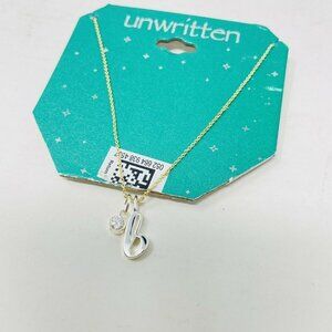Unwritten B Initial & Cubic Zirconia Silver-Plated Charm Pendant Necklace 16"